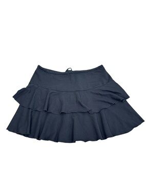 Vintage Y2K Express Tiered Ruffle Mini Skirt Size M Black Feminine Girly